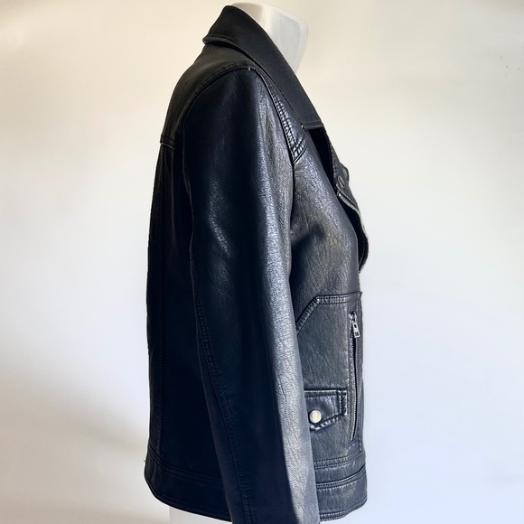 Topshop Black Leather Moto Jacket - Picture 5 of 14